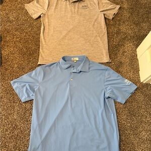 Peter Millar Light Blue and Gray Polo Shirts (2) (L)